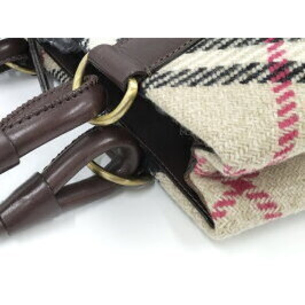 BURBERRY handbag Nova check wool leather beige dark brown - Picture 5 of 9